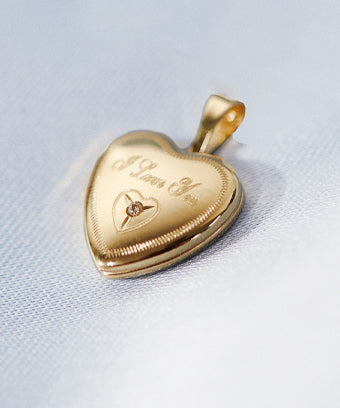 The Hand Engraved Puff Heart Locket Necklace - Metal : 14kt Yellow Gold - The M Jewelers