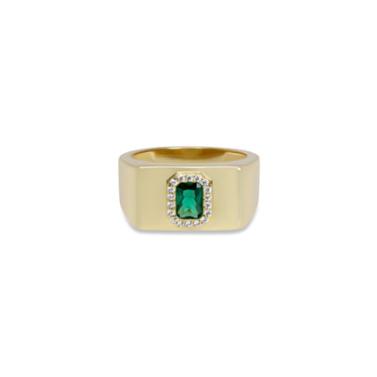 THE GREEN STONE SQUARE SIGNET RING