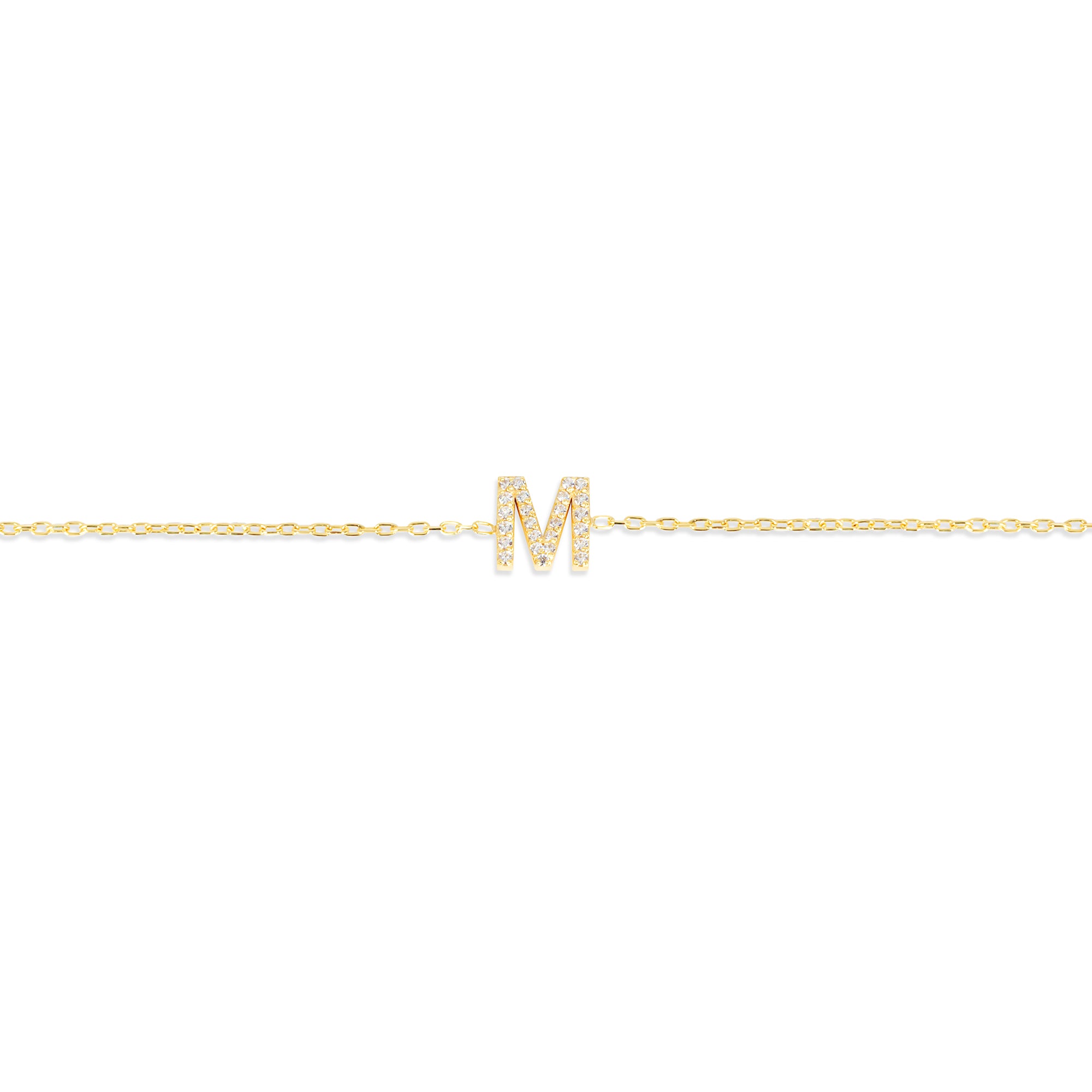 Diamond Mini Uppercase Letter Bracelet - M