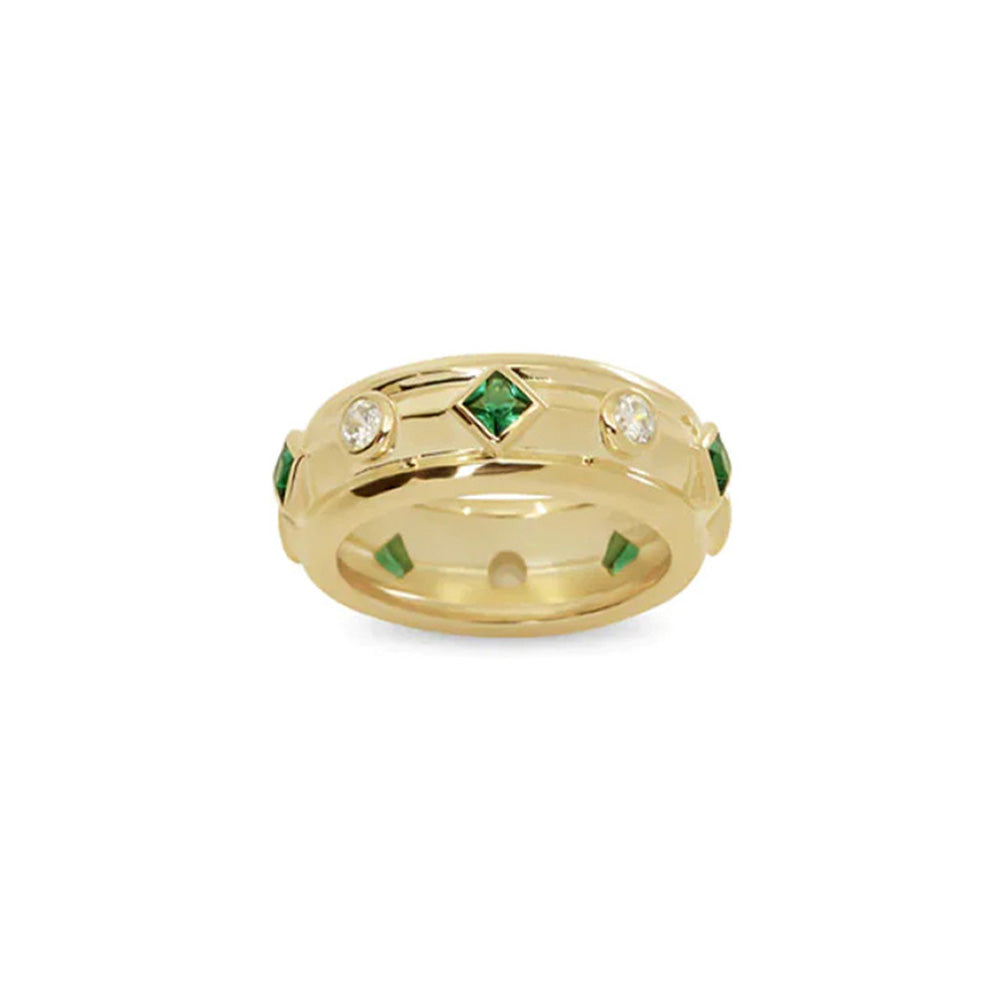 Green Emerald Solitaire Band Ring - The M Jewelers