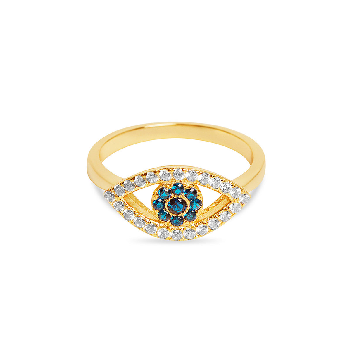 Engraved Evil Eye Heart Bracelet with Cubic Zirconia - Gold Vermeil