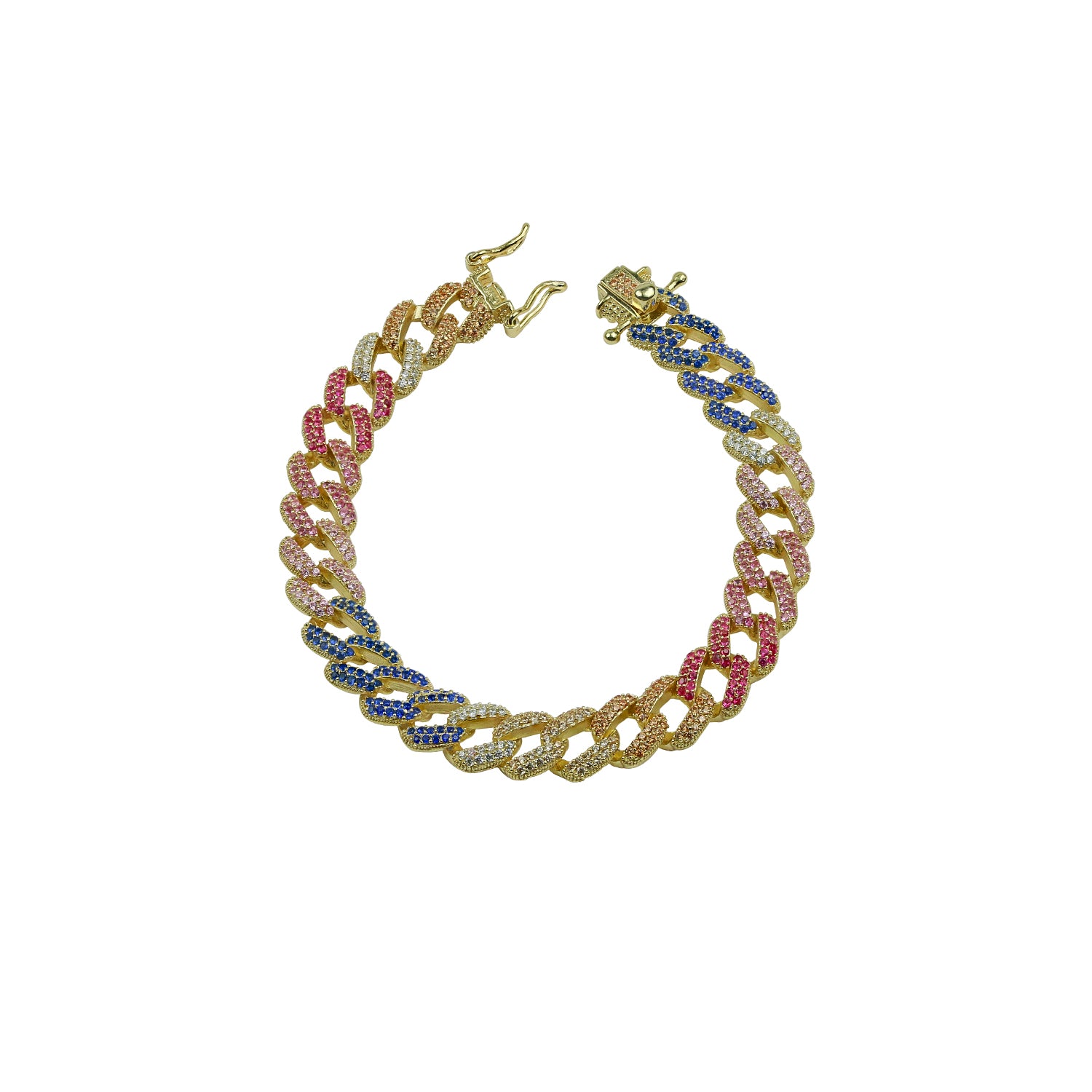 Colorful and Chunky Rainbow Links Curb Chain Bracelet