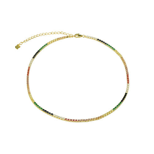 rainbow chain choker necklace