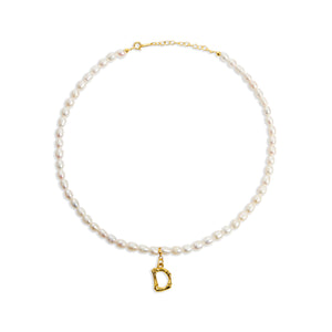 inital letter d pearl necklace