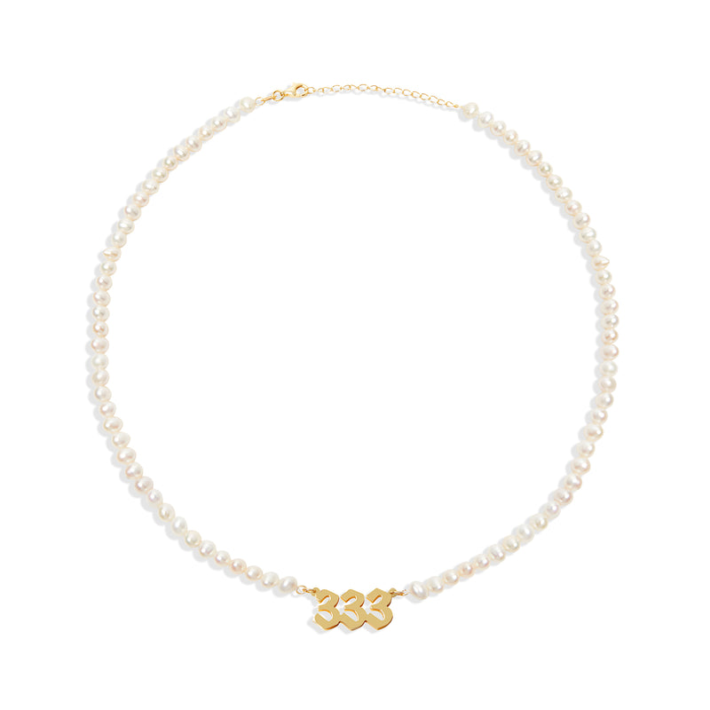 333 angel number pearl necklace