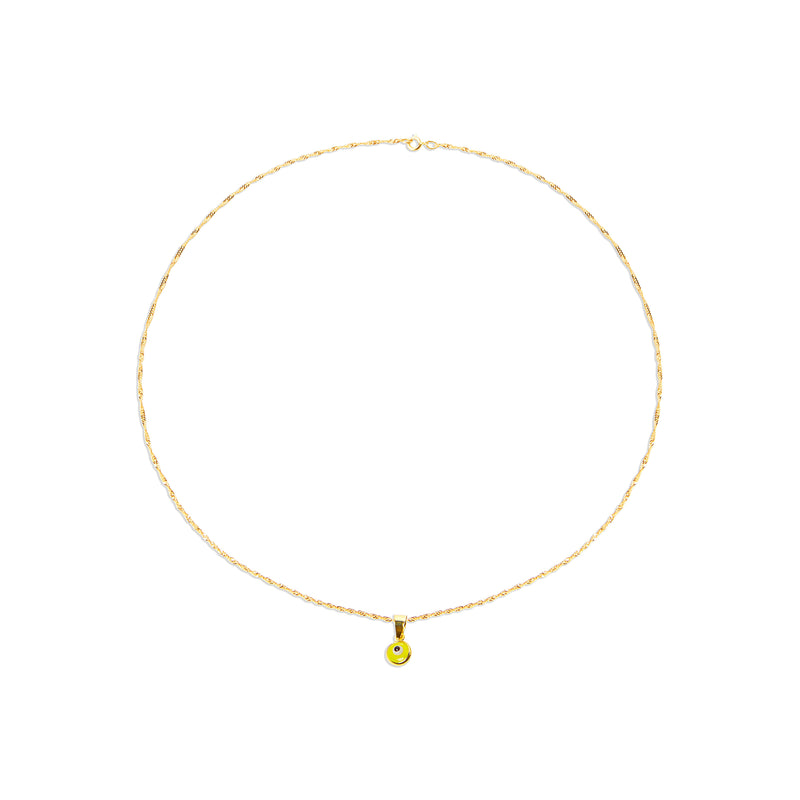 14k gold yellow evil eye pendant necklace