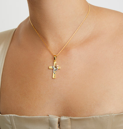 rose cross pendant necklace