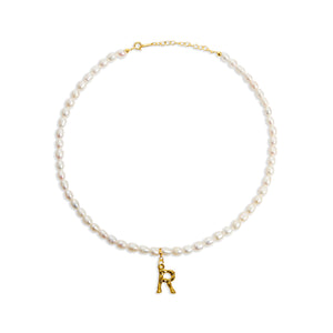 inital letter r pearl necklace