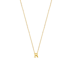 block letter r initial necklace