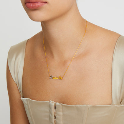 THE SINGLE LETTER CUT NAMEPLATE NECKLACE