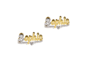 double plated name earrings
