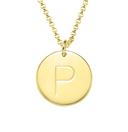 The Embossed Old English Lock Necklace - Metal : Gold Vermeil - Letter : F - The M Jewelers