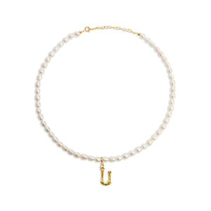 inital letter u pearl necklace