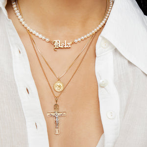 old english letters name pearl necklace