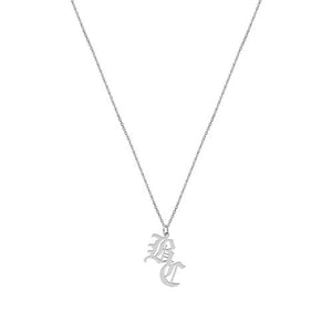 silver old english double initial necklace