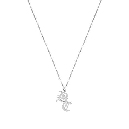 silver old english double initial necklace