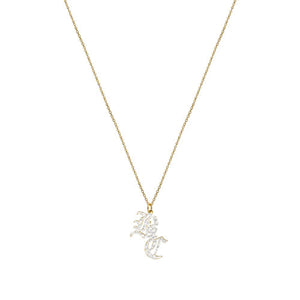 iced out double old english initial necklace