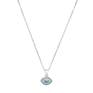 silver evil eye pendant necklace
