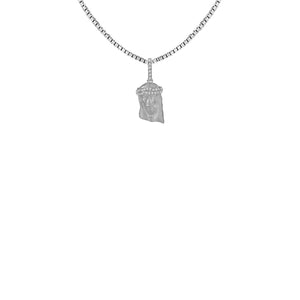 silver jesus head pendant necklace