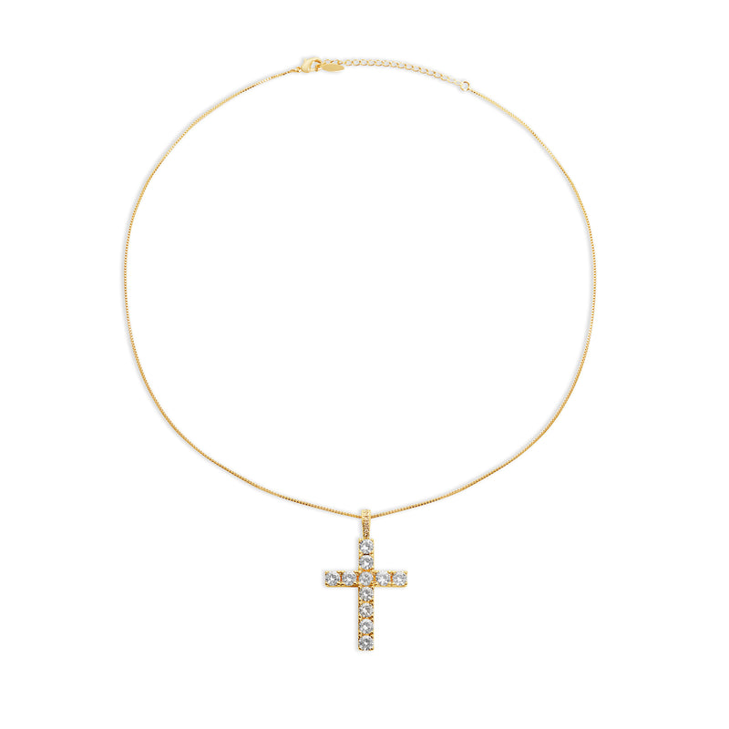 THE LARGE PAVE' CROSS NECKLACE