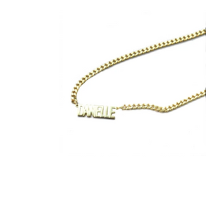 gold small nameplate curb chain necklace