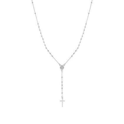 silver rosary drop necklace