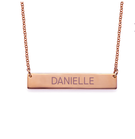 rose gold block bar nameplate necklace