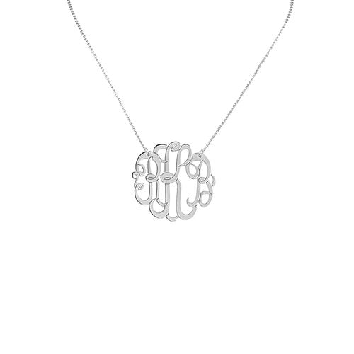 silver small monogram necklace