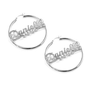 silver name hoop earrings