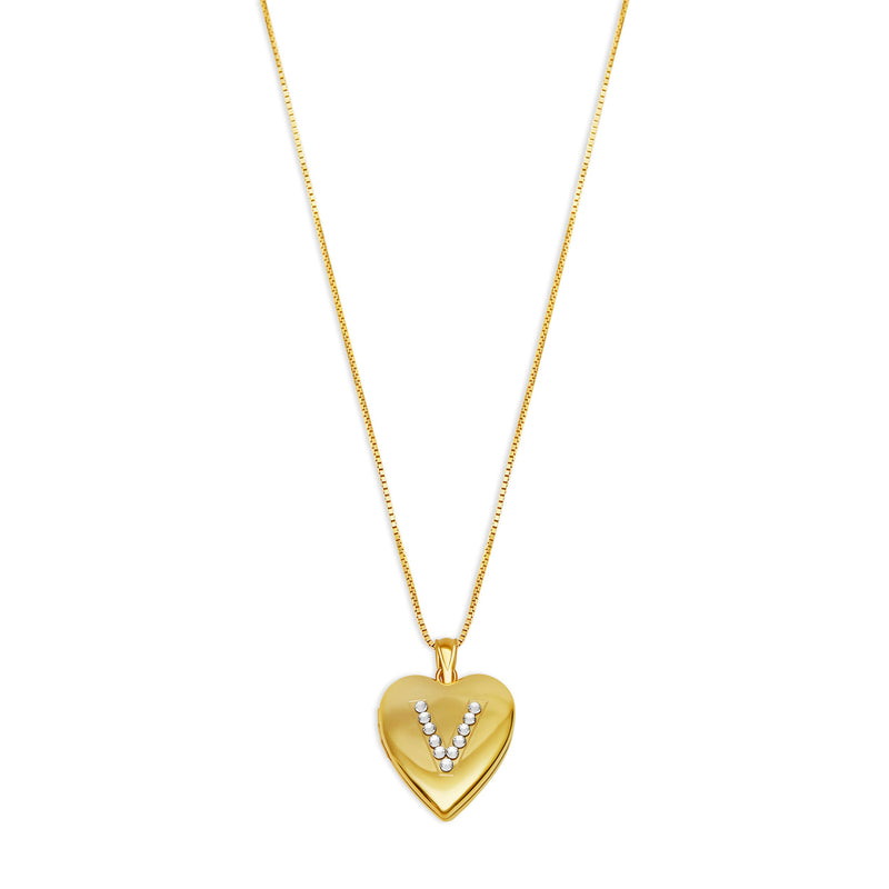 THE PAVE' INITIAL PHOTO LOCKET NECKLACE