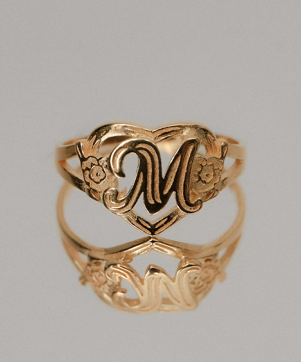 Yellow Gold Diamond Initial M Ring