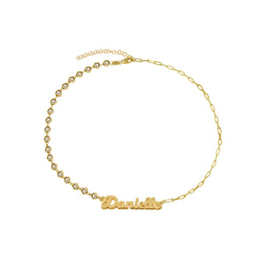 THE BEZEL REDA LINK NAMEPLATE NECKLACE