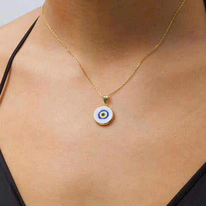 THE WHITE ACRYLIC EVIL EYE PENDANT NECKLACE