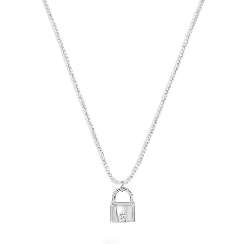 THE MINI LOCK & STONE NECKLACE