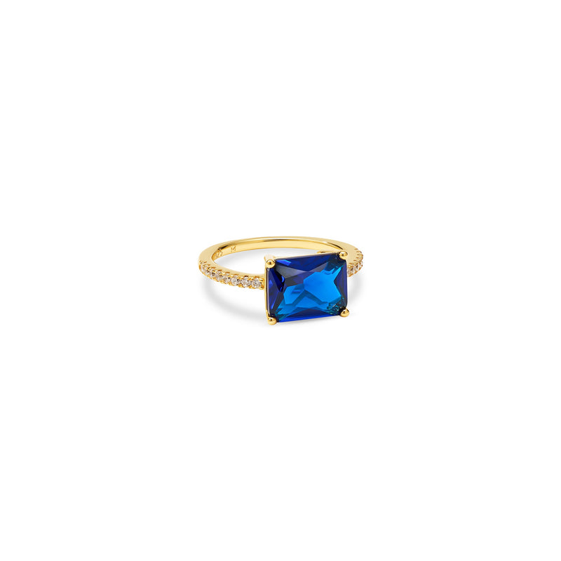 gold blue colored stone ring