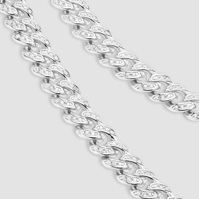 Sterling Silver Iced Out Cuban Link Chain - 8mm