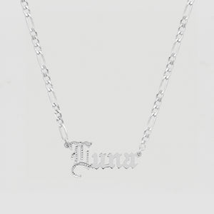 The Old English Cut Figaro Nameplate Necklace