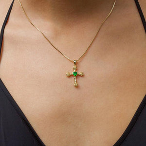 THE EMERALD HEART CROSS NECKLACE