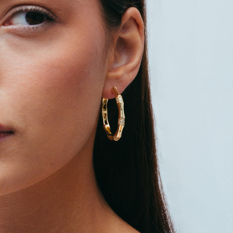 THE PAVE ESSENTIAL BAMBOO HOOPS