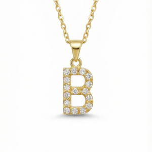 The Pavé Single Block Initial Necklace