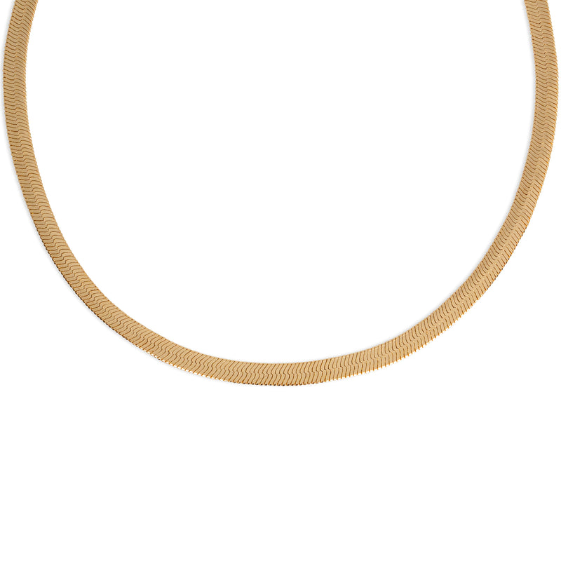 gold thick herringbone necklace