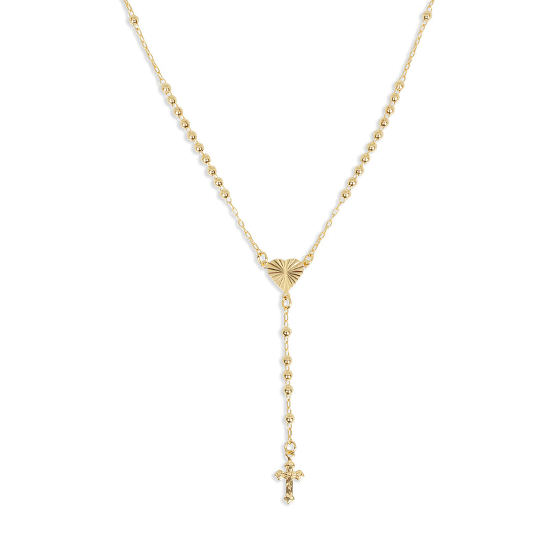 heart cross rosary necklace