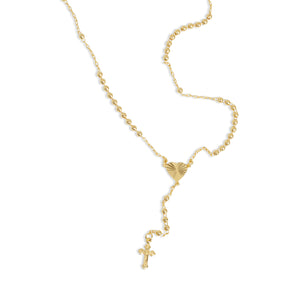 gold heart cross rosary necklace