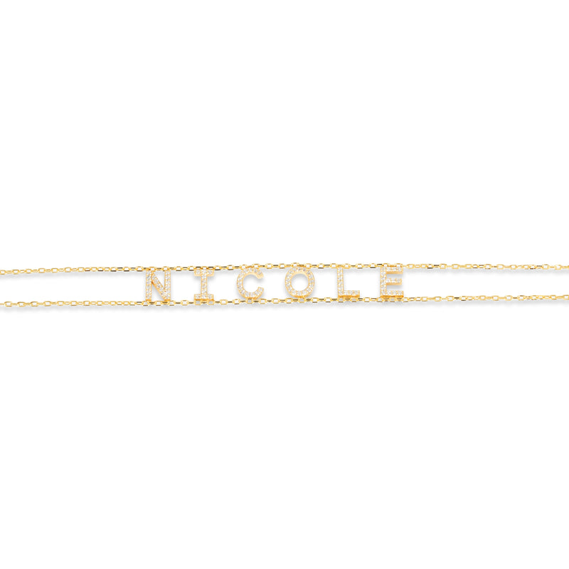 The Double Chain Iced Out Name Bracelet - The M Jewelers
