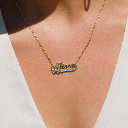 THE CLASSIC DOUBLE HEART NAMEPLATE NECKLACE