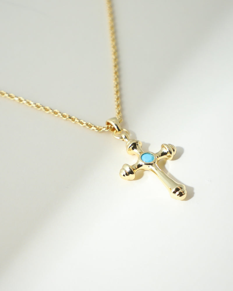 THE LUMA AQUA CROSS PENDANT NECKLACE