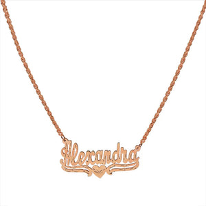 THE SINGLE HEART ROPE CUT NAMEPLATE NECKLACE