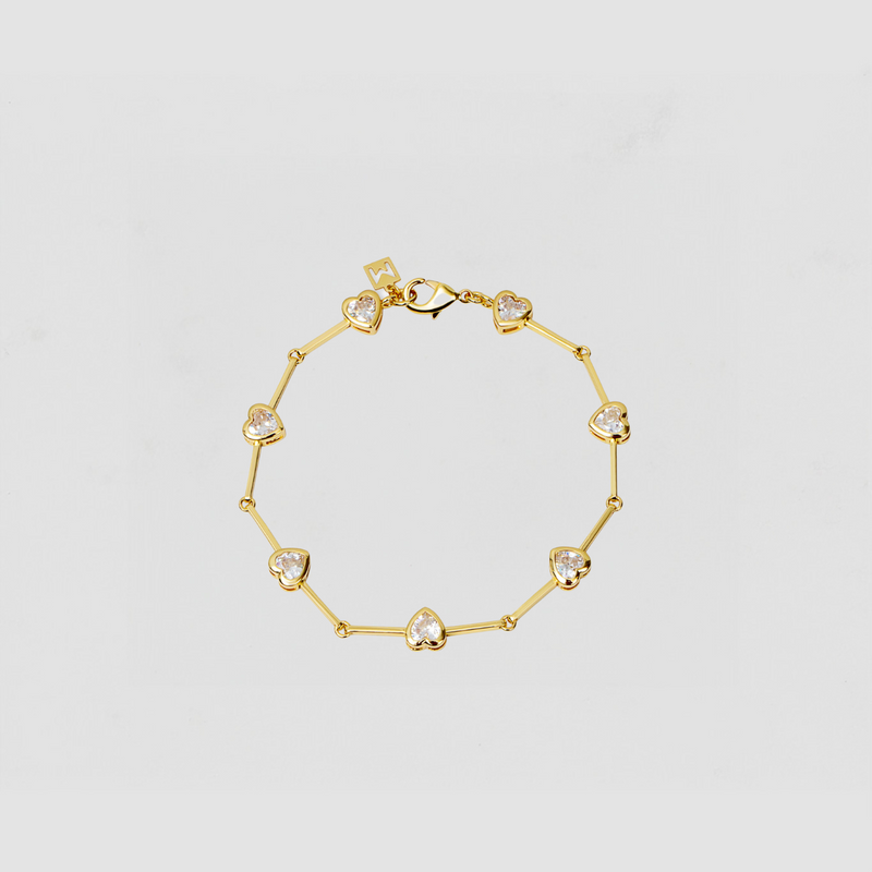 Bezel Heart Link Bracelet