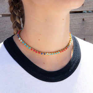 colorful evil eye collar necklace