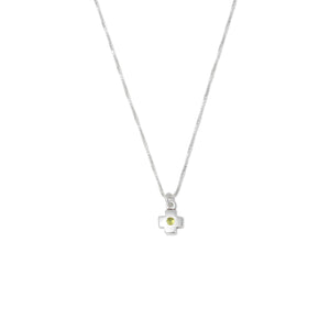 THE SILVER PERIDOT CROSS PENDANT NECKLACE